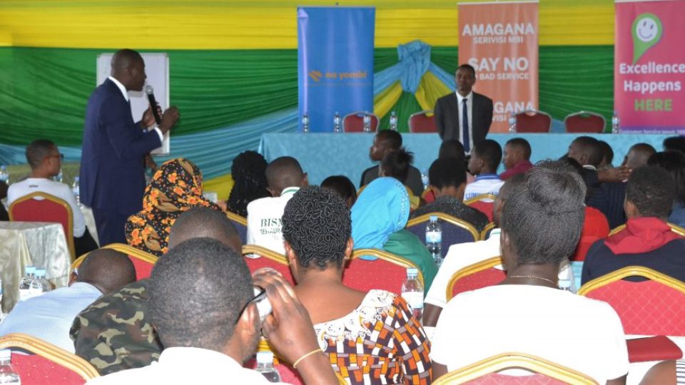 Emmanuel Nsabimana, Customer Care & Regulatory Division Manager opening customer service workshop for secondary cities in Muhanga District.jpg(1)