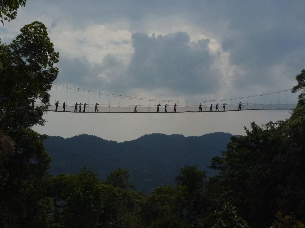 Tourists in Nyungwe National Park’s canopy walkway in South West of Rwanda